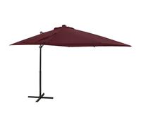 Vidaxl Parasol Déporté Avec Mât Et Lumières Led Rouge Bordeaux 250 Cm Rouge
