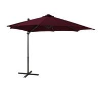 vidaXL Parasol déporté avec mât et lumières LED Rouge bordeaux 300 cm