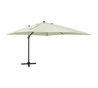 Vidaxl Parasol Déporté Avec Mât Et Lumières Led Sable 300 Cm