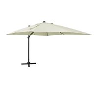 vidaXL Parasol déporté avec mât et lumières LED Sable 300 cm