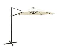 Vidaxl Parasol Déporté Avec Mât Et Lumières Led Sable 300 Cm