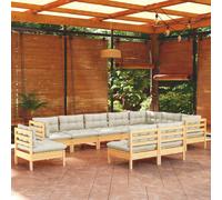 vidaXL Parasol déporté avec mât et lumières LED Taupe 300 cm