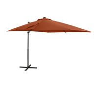 Vidaxl Parasol Déporté Avec Mât Et Lumières Led Terre Cuite 250 Cm