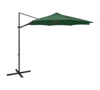 vidaXL Parasol déporté avec mât et lumières LED Vert 300 cm