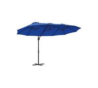 vidaXL Parasol déporté de jardin 372×198×253 cm – Acier revêtu, inclinaison réglable – Bleu azur