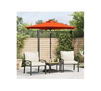 Vidaxl Parasol Deporte Carré 225 x 225 cm - Toile polyester - Mat acier inclinable - Marron