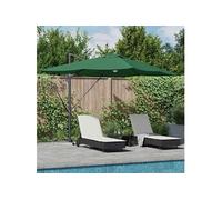 Vidaxl Parasol déporté Carré 251x251 cm - Toile Polyester - Mât Aluminium - Vert