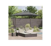 Vidaxl Parasol déporté carré inclinable toile polyester mat acier 249 x 249 cm Gris avec pieds