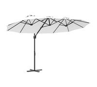 vidaXL Parasol déporté Couleur Sable avec Structure en Acier et Toile en Polyester, 372 x 198 x 253 cm. Super Moderne, résistant aux UV et à l'eau, Peint en Poudre. Il a Une manivelle pour l’Ouvrir.