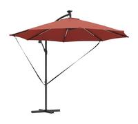 vidaXL Parasol déporté en Terracotta, en Acier avec revêtement en Poudre, 294 x 248 cm, avec des lumières LED solaires, inclinable et avec manivelle. Tissu imperméable en Polyester et Cadre anthracit