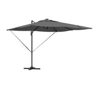 vidaXL Parasol déporté Gris Anthracite en Aluminium, 286 x 285 x 270 cm, avec lumières LED solaires. Il pivote à 360° et s'incline. système de Verrouillage Automatique. Base croisée Incluse. Super So