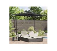 vidaXL Parasol banane à mât déporté 294×200×254 cm Noir – Acier poudré, Polyester, LED solaire