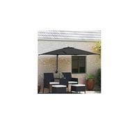 vidaXL Parasol de Jardin Noir 248,5 x 247,5 cm, 160 cm Résistant à l'eau en Polyester, Cadre en Acier Peint avec lumières LED solaires, manivelle et Inclinaison, Une Solution Moderne pour l'extérieur