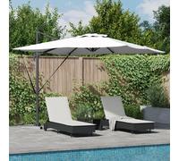 vidaXL Parasol Déporté Roma avec LEDs Sable 286x285x270 cm Aluminium