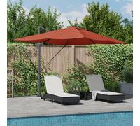 Vidaxl Parasol Déporté Roma Avec Leds Terracotta 352x251x265 Cm Aluminium