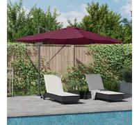 Vidaxl Parasol Déporté Roma De Avec Led Rouge Bordeaux 352x251x265 Cm Aluminium