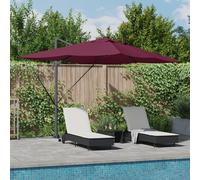Vidaxl Parasol Déporté Roma De Avec Led Rouge Bordeaux 352x251x265 Cm Aluminium