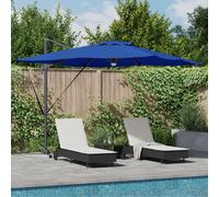 Vidaxl Parasol Déporté Roma De Avec Leds Bleu Azur 286x285x270 Cm Aluminium