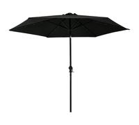 Vidaxl Parasol D'extérieur Avec Lumières Led Et Mât En Acier Noir Noir