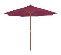 vidaXL Parasol d'extérieur – Mât en bois, Ø 300 cm – Rouge bordeaux