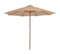 Vidaxl Parasol D'extérieur Avec Mât En Bois 300 Cm Taupe