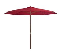 vidaXL Parasol d'Extérieur avec Mât en Bois, Pare-soleil de Patio, Abri de Soleil, Parasol de Plage Jardin Terrasse Balcon, 350 cm Bordeaux