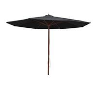 vidaXL Parasol d'extérieur avec mât en bois 350 cm Noir