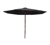Vidaxl Parasol D'extérieur Avec Mât En Bois 350 Cm Noir
