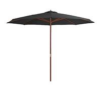 vidaXL Parasol d'Extérieur avec Mât en Bois, Pare-soleil de Patio, Abri de Soleil, Parasol de Plage Jardin Terrasse Balcon, 44529 Gris G