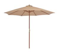 vidaXL Parasol d'Extérieur avec Mât en Bois, Pare-soleil de Patio, Abri de Soleil, Parasol de Plage Jardin Terrasse Balcon, 44496