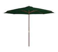 vidaXL Parasol d'Extérieur avec Mât en Bois, Pare-Soleil de Patio, Abri de Soleil, Parasol de Plage Jardin Terrasse Balcon, 350 cm Vert