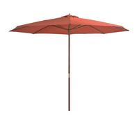 vidaXL Parasol d'extérieur 350 cm, mât en bois, terre cuite