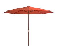 vidaXL Parasol d'Extérieur avec Mât en Bois, Pare-Soleil de Patio, Abri de Soleil, Parasol de Plage Jardin Terrasse Balcon, 350 cm Terre Cuite