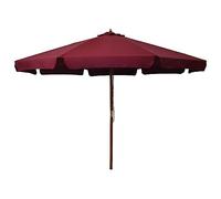 vidaXL Parasol d'Extérieur avec Mât en Bois, Pare-soleil de Patio, Abri de Soleil, Parasol de Plage Jardin Terrasse Balcon, 330 cm Bordeaux