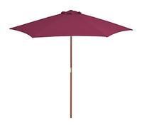 vidaXL Parasol d'Extérieur avec Mât en Bois, Pare-Soleil de Patio, Abri de Soleil, Parasol de Plage Jardin Terrasse Balcon, 270 cm Rouge Bordeaux