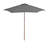 vidaXL Parasol d'Extérieur Mât en Bois 270 cm Anthracite Jardin Plage Terrasse 44515