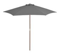 Parasol de Jardin avec Mât en Bois Pare-soleil Abri de Soleil Noir vidaXL