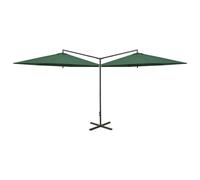 vidaXL Parasol dubbel met stalen paal 600 cm groen312562 Vert G