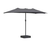 vidaXL Parasol Double Face 3,9 x 2,1 m en Anthracite avec LED, manivelle et Cadre en Acier, réglable et résistant à l'eau, idéal pour l'extérieur. Mesure 385 x 209 x 244 cm, en Toile de Polyester, pa