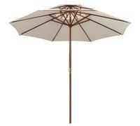 vidaXL Parasol double pont 270×270 cm mât en bois blanc crème