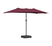 vidaXL Parasol Double pour l'extérieur, Rouge Bordeaux, 385 x 209 x 244 cm, avec lumières LED, manivelle, Cadre en Acier avec revêtement en Poudre, résistant à l'eau, Pliable. Idéal pour l'ombre d'ét