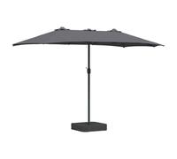 vidaXL Parasol Double tête en Anthracite, 385 x 209 x 244 cm, en Tissu Polyester Gris, avec Une Structure en Acier recouvert de Poudre. Il a Une manivelle réglable, est Pliable, résistant aux UV et à