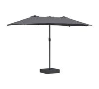 vidaXL Parasol Double tête en Anthracite, 385 x 209 x 244 cm, en Tissu Polyester Gris, avec Une Structure en Acier recouvert de Poudre. Il a Une manivelle réglable, est Pliable, résistant aux UV et à