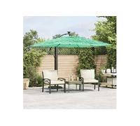 Vidaxl Parasol Droit Carré 246 x 246 cm Toile Polyester Mat Acier Vert