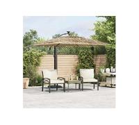 vidaXL Parasol de jardin avec LED et mât en acier marron 246x246x230cm, parasol, parasol d'extérieur, parasol de patio, 4005086