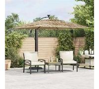 vidaXL Parasol de jardin avec LED et mât en acier marron 246x246x230cm, parasol, parasol d'extérieur, parasol de patio, 4005086