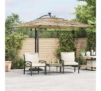vidaXL Parasol de jardin avec LED et mât en acier marron 269x269x235cm, parasol, parasol d'extérieur, parasol de patio, 4005087