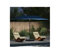 Vidaxl Parasol droit Rectangulaire 385x209 cm mat Acier toile Polyester Bleu