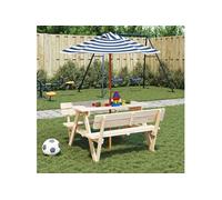 Vidaxl Parasol droit rond 120x120 cm - toile polyester mat bois Bleu