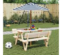 Vidaxl Parasol droit rond 120x120 cm - toile polyester mat bois Bleu